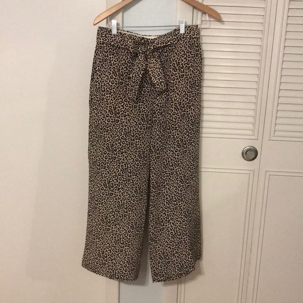 J Crew leopard palazzo pants, 100% silk